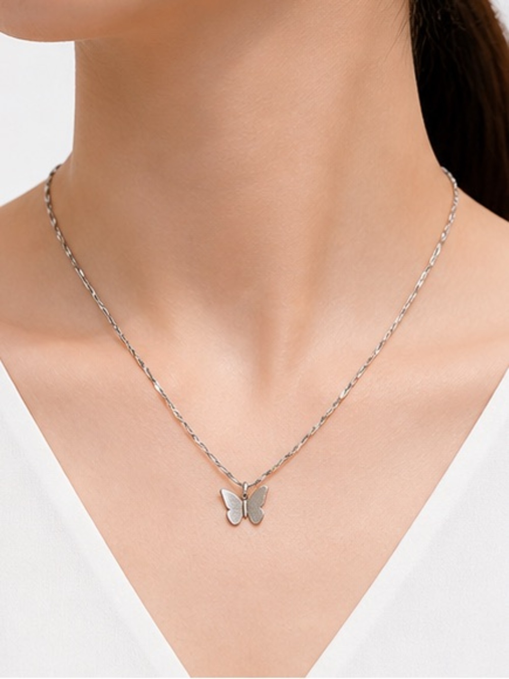 925 Silver Butterfly Necklace Minimal Dainty Layering Pendant